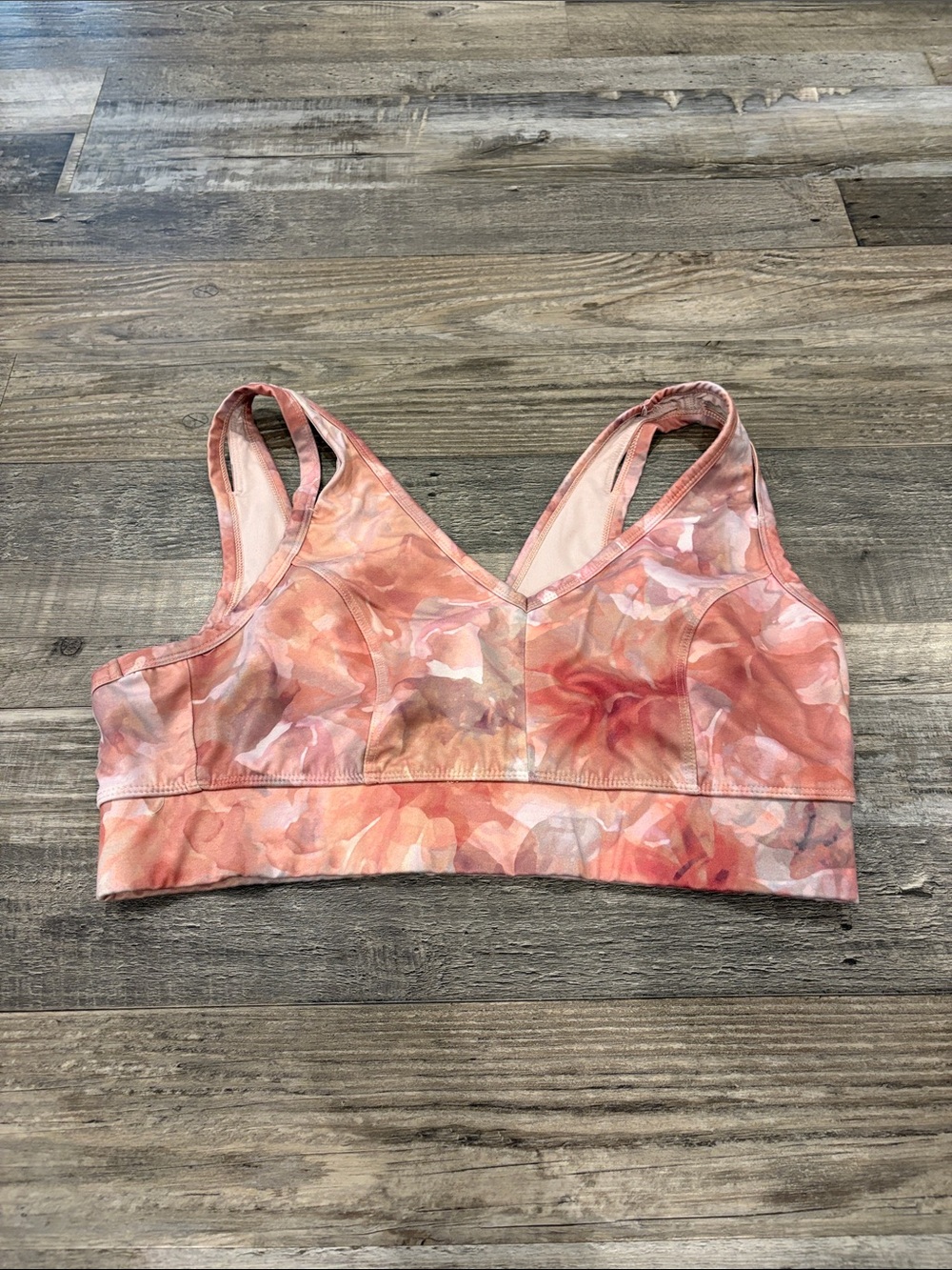 all in motion Coral Pink Floral V-Neck Sports Bralette